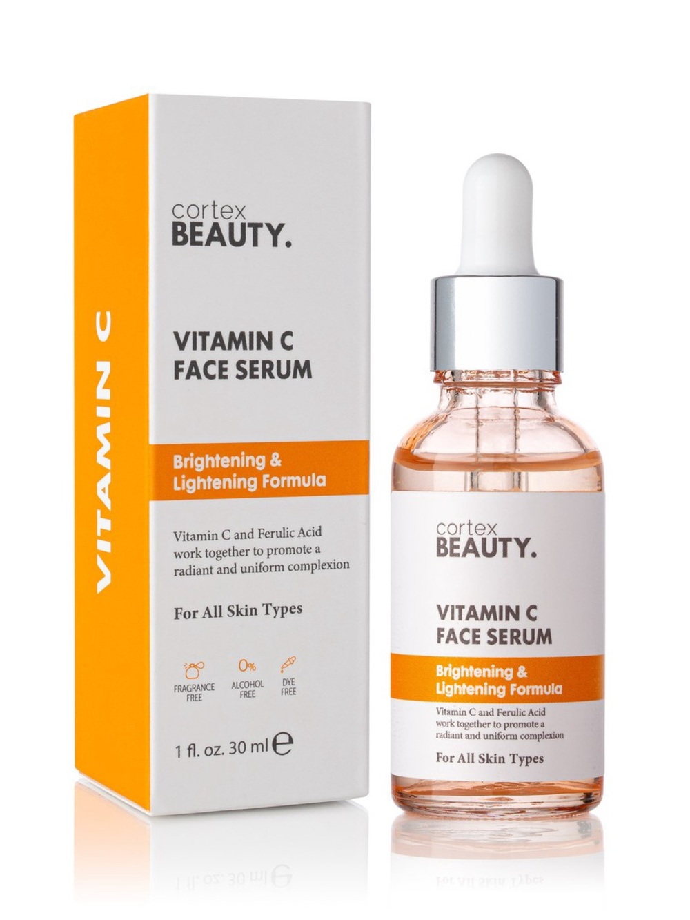 Cortex Beauty Vitamin C Face Serum — Brightening & Lightening (Orange/White)